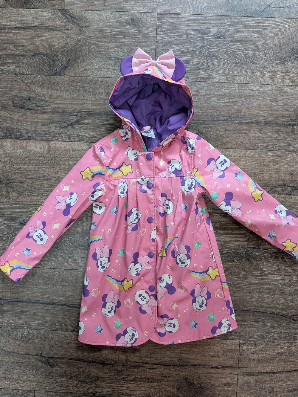 Minnie Mouse Size 5/6 Hooded Raincoat With Ears & Bow Jacket Disney Store World